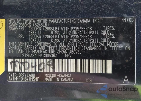 2004 Lexus Rx 330 из США, поврежденный, VIN 2T2HA31U94C005367